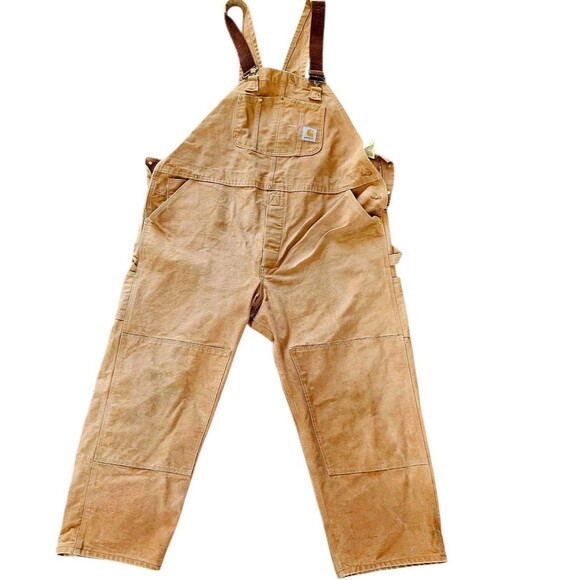 Carhartt Other - Vintage CARHARTT R01 Bib Overalls Brown Double Knee USA Union Made 48X30 (48X28)